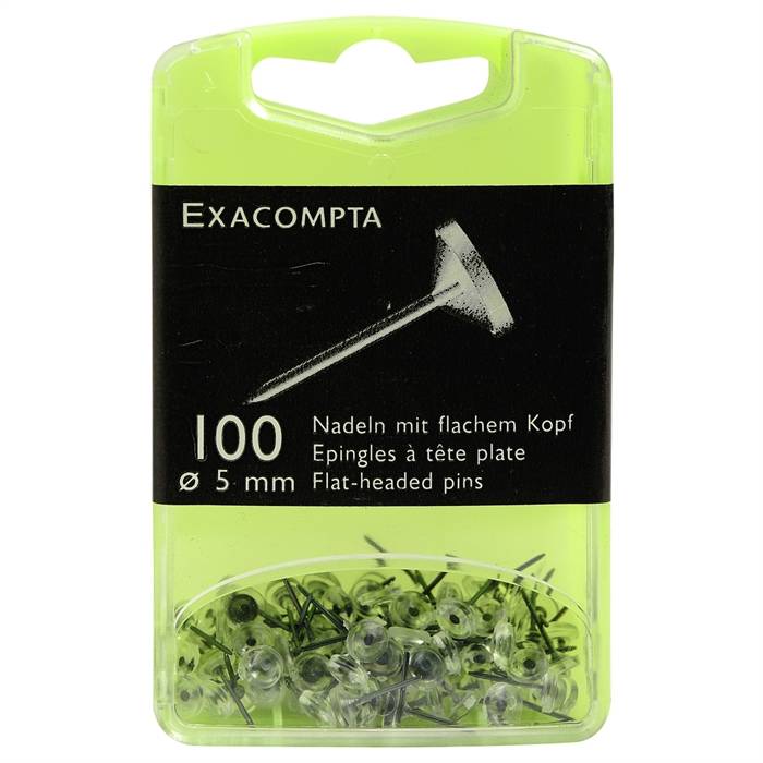 Blisterbox mit 100 Stück Flachkopfnadeln, Ã5mm, Spitze 8mm