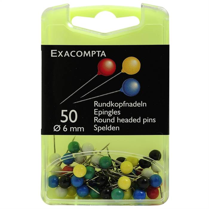 Blisterbox mit 50 Stück Rundkopfnadeln rund, Ã6mm, Spitze 6mm-0