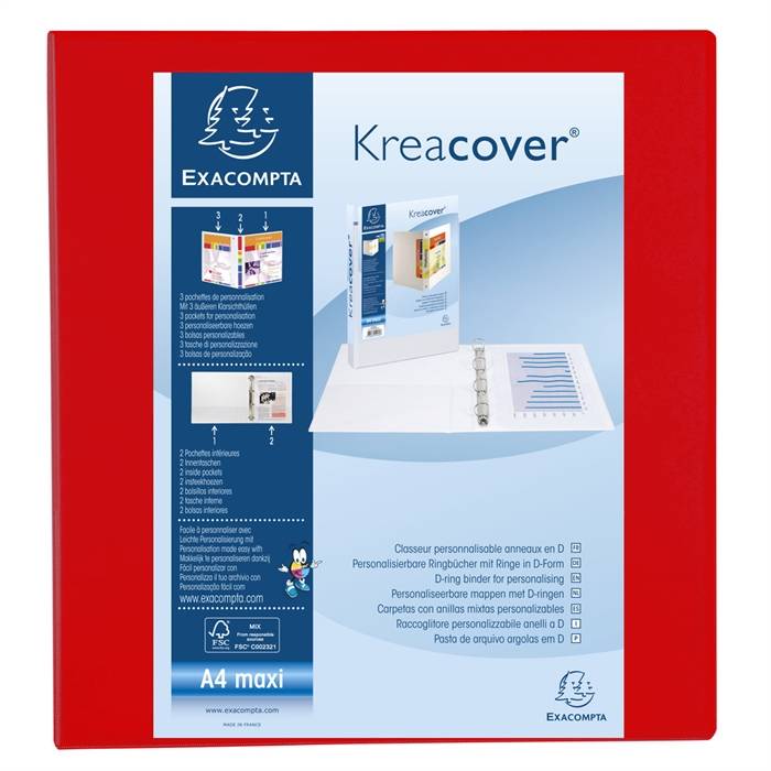 EXACOMPTA Präsentations-Ringbuch, A4 Maxi, rot, 4D-Ring (8700203)