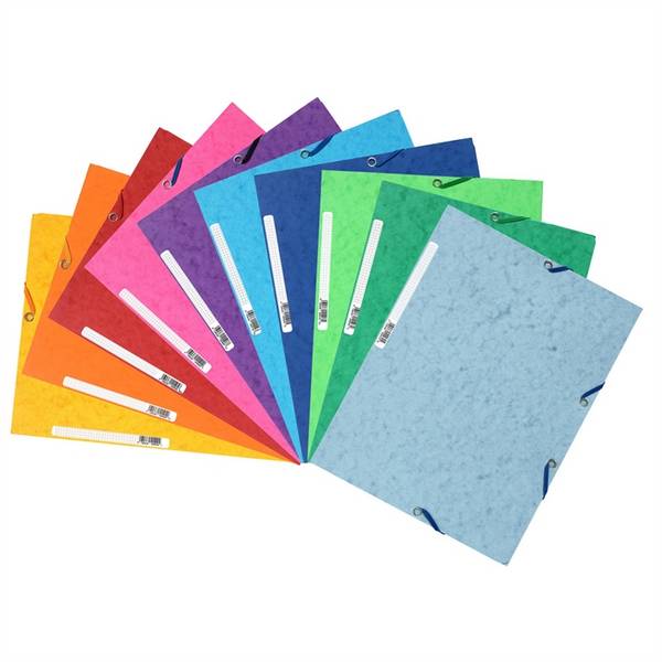 Sammelmappe mit Gummizug, 3 Klappen und Etikett aus Manila Karton 400g , für Format DIN A4