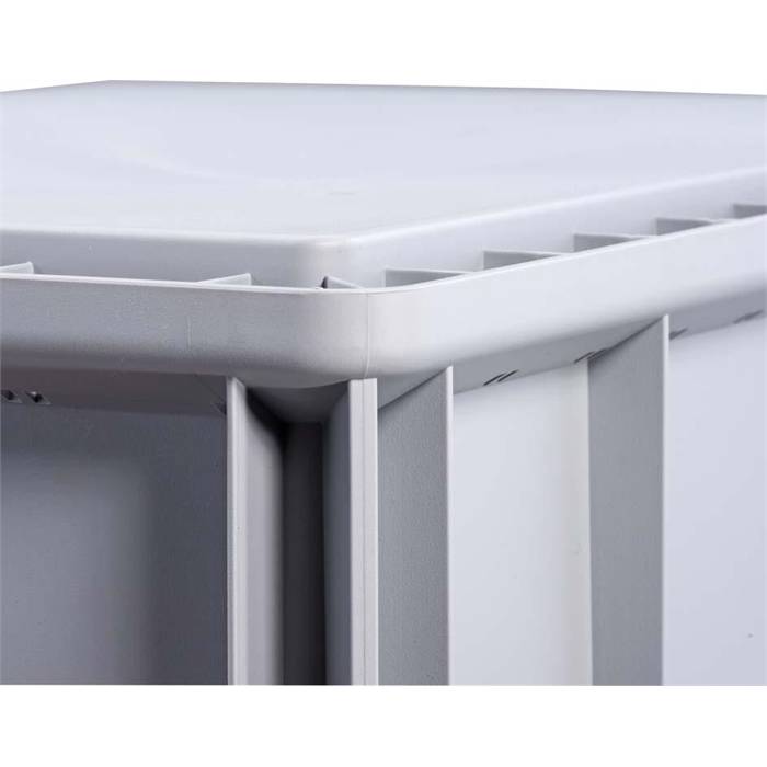 Euronorm-Stapelbehälter,HxLxB 320x600x400mm,62l,PP,grau/rot,Wände geschlossen,Boden geschlossen-2