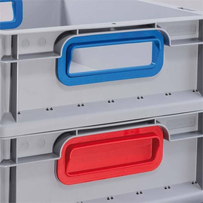 Euronorm-Stapelbehälter,HxLxB 320x600x400mm,62l,PP,grau/rot,Wände geschlossen,Boden geschlossen-4
