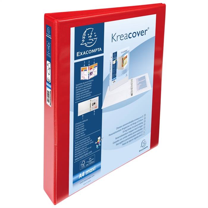 Präsentationsringbuch Kreacover A4+ 25mm 4 Ringe rot-1