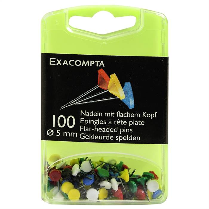 Blisterbox mit 100 Stück Flachkopfnadeln, Ã5mm, Spitze 8mm-0