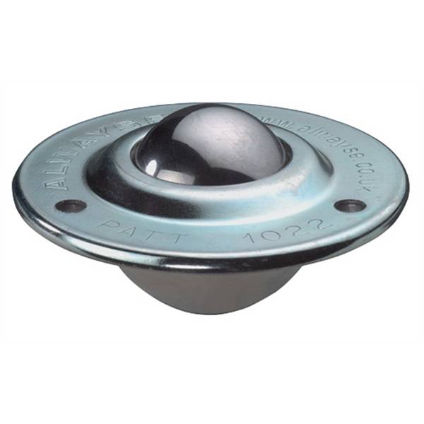 Kugelrolle mit Befestigungplatte, Kugeldurchm. 40 mm, Traglast 110 kg, Stahlkuge
