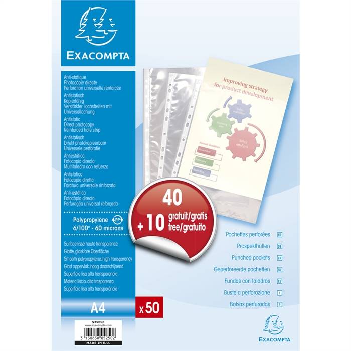 EXACOMPTA Prospekthülle, DIN A4, PP, Promopack 40+10 gratis-1