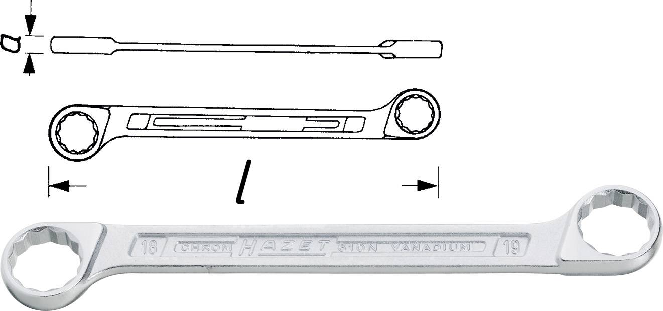 HAZET Doppel-Ringschlüssel 610N-10X11 Schlüsselweite 10 x 11 mm Länge 125.3 mm (610N-10X11)