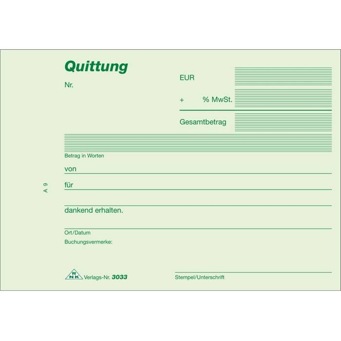 Quittungsblock mit MwSt. A6 2x40 Blatt selbstdurchschreibend-0