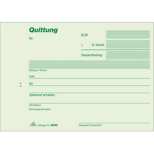 Quittungsblock mit MwSt. A6 2x40 Blatt selbstdurchschreibend