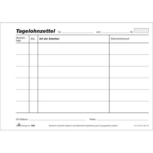 Lohnbuch Gehaltbuch A5 quer weiß Papier 100 Blatt