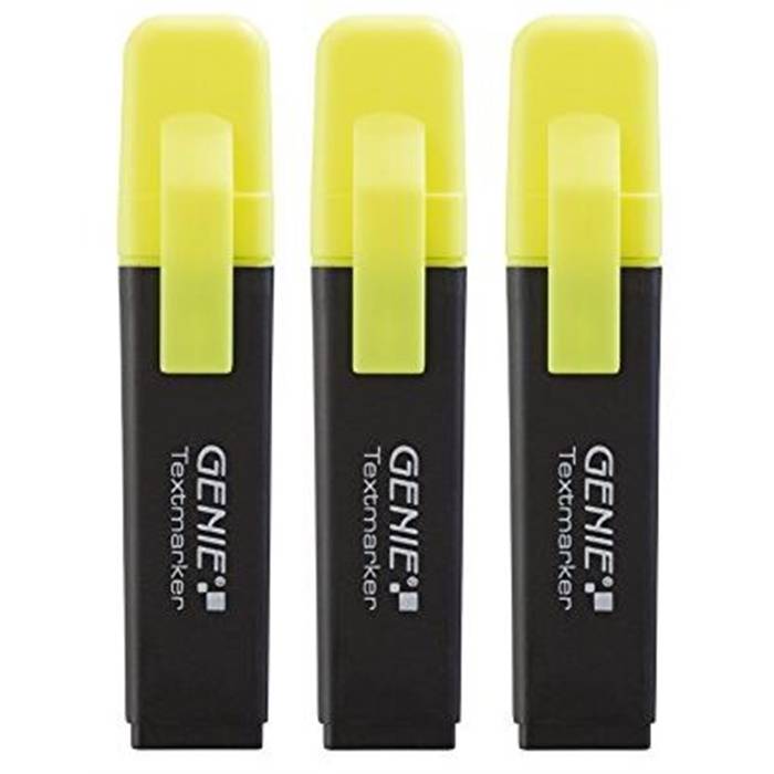 Textmarker 3x Neon gelb mit Keilspitze3er Pack Strichbreite ca. 1-5 mm, einzeln Entnehmbar-0