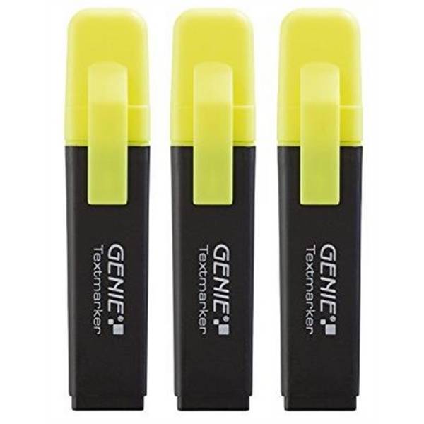 Textmarker 3x Neon gelb mit Keilspitze3er Pack Strichbreite ca. 1-5 mm, einzeln Entnehmbar