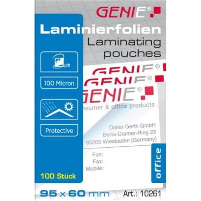 Laminierfolien (im Visitenkartenformat 95 x 60 mm, 100 Mikron) 100er Pack-0