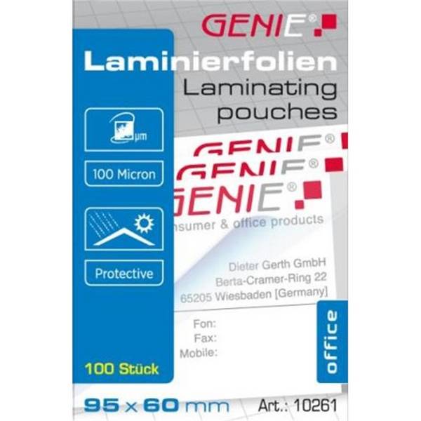 Laminierfolien (im Visitenkartenformat 95 x 60 mm, 100 Mikron) 100er Pack