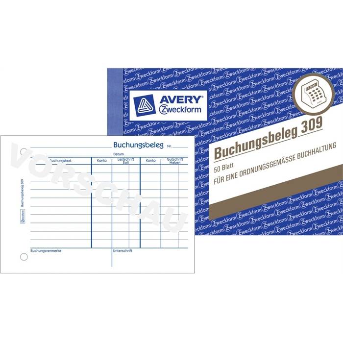 AVERY Zweckform Formularbuch "Buchungsbeleg", A6 quer