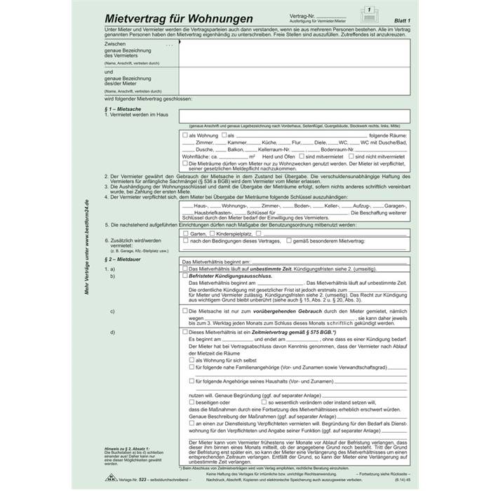 RNK Verlag Universal-Mietvertrag für Wohnungen -SD,3 x 2 Blatt,DIN A4,10 Stück-0