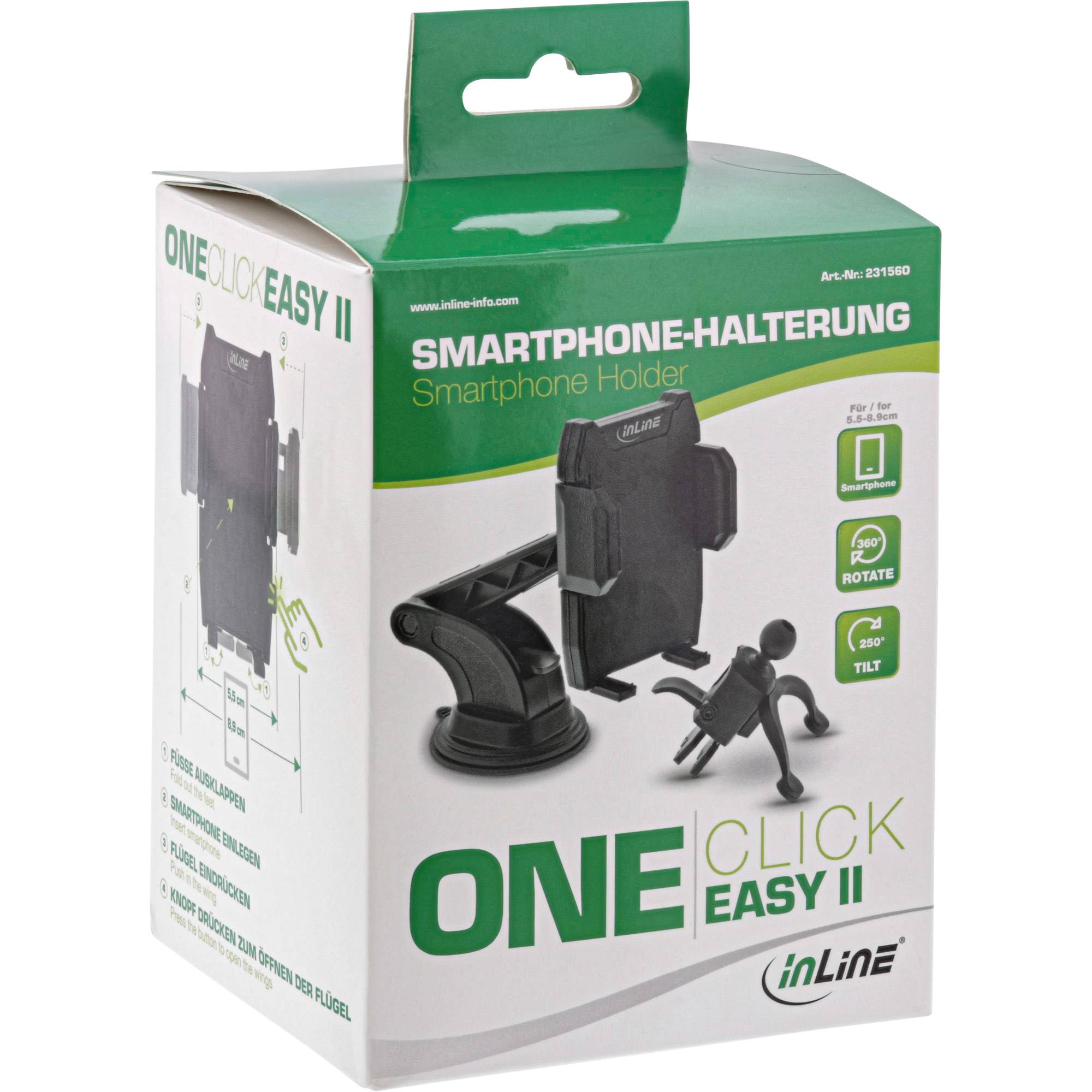 InLine® KFZ Smartphone Halterung mit Saugnapf oder für Lüftungsgitter, universal-4