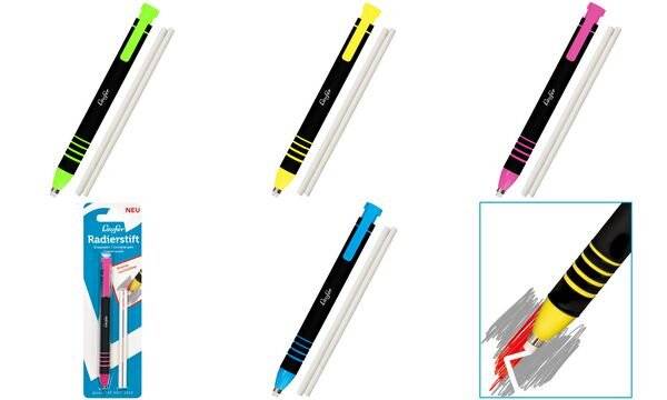 Läufer Kunststoff-Radierstift, inkl. 2 Ersatzradierer, gelb (5051070)