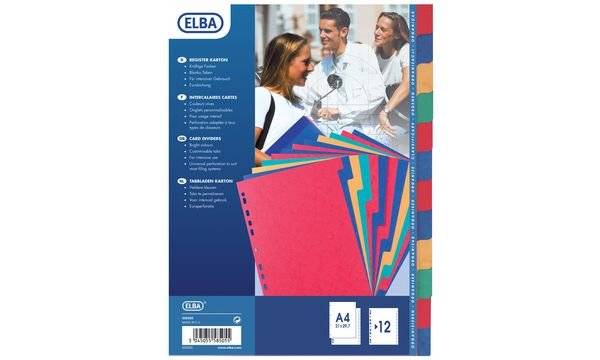 ELBA Karton-Register, blanko, DIN A4, marmoriert, 12-teilig (335247000)