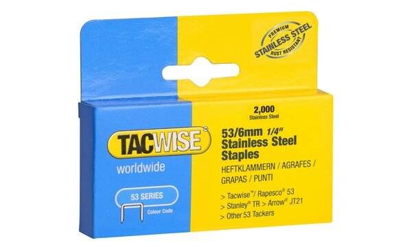 TACWISE Heftklammern 53/10 mm, Edelstahl, 2.000 Stück-0