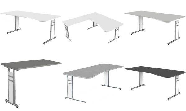 kerkmann PC-Schreibtisch Form 4, (B)1.950 mm, weiß (71400738)
