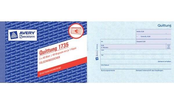 Quittung DIN A6 quer 3x50Blatt - Artikel: 114035000-4