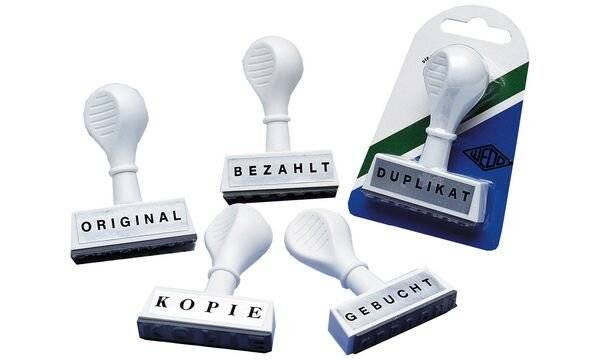 Textstempel BEZAHLT 45mm Kunststoff weiß - Artikel: 163056007