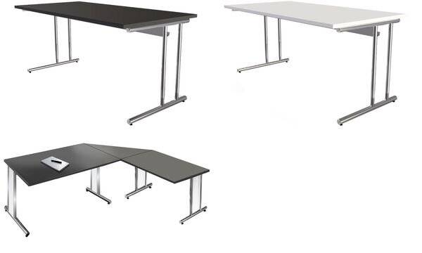 Schreibtisch Artline Holzdekor C-Fuß 160x80x68-82cm anthrazit-2