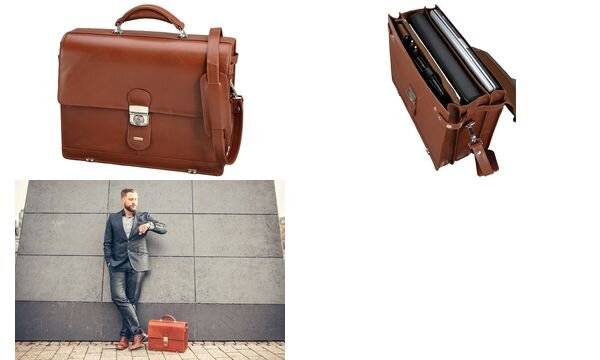 Aktentasche Mocca 38x30x16cm Leder cognac-2