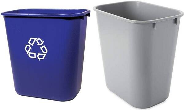Rubbermaid Papierkorb, 12,9 Liter, rechteckig, PE, grau-1