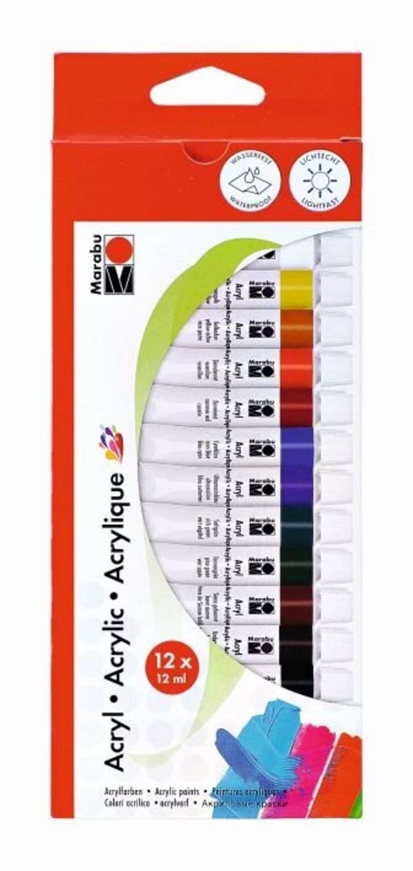 Acrylfarbe Set - 12x 12 ml.
