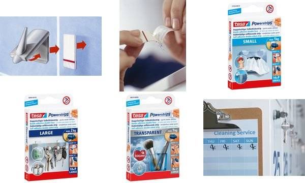 tesa Powerstrips TRANSPARENT, Haltekraft: max. 1,0 kg (8758810)-1