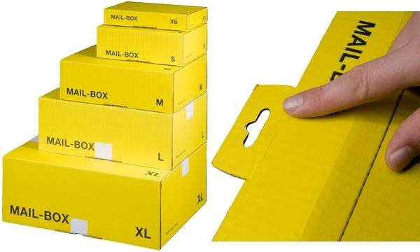 Versandkarton MAILBOX XS 250x155x38mm gelb/anthrazit-1