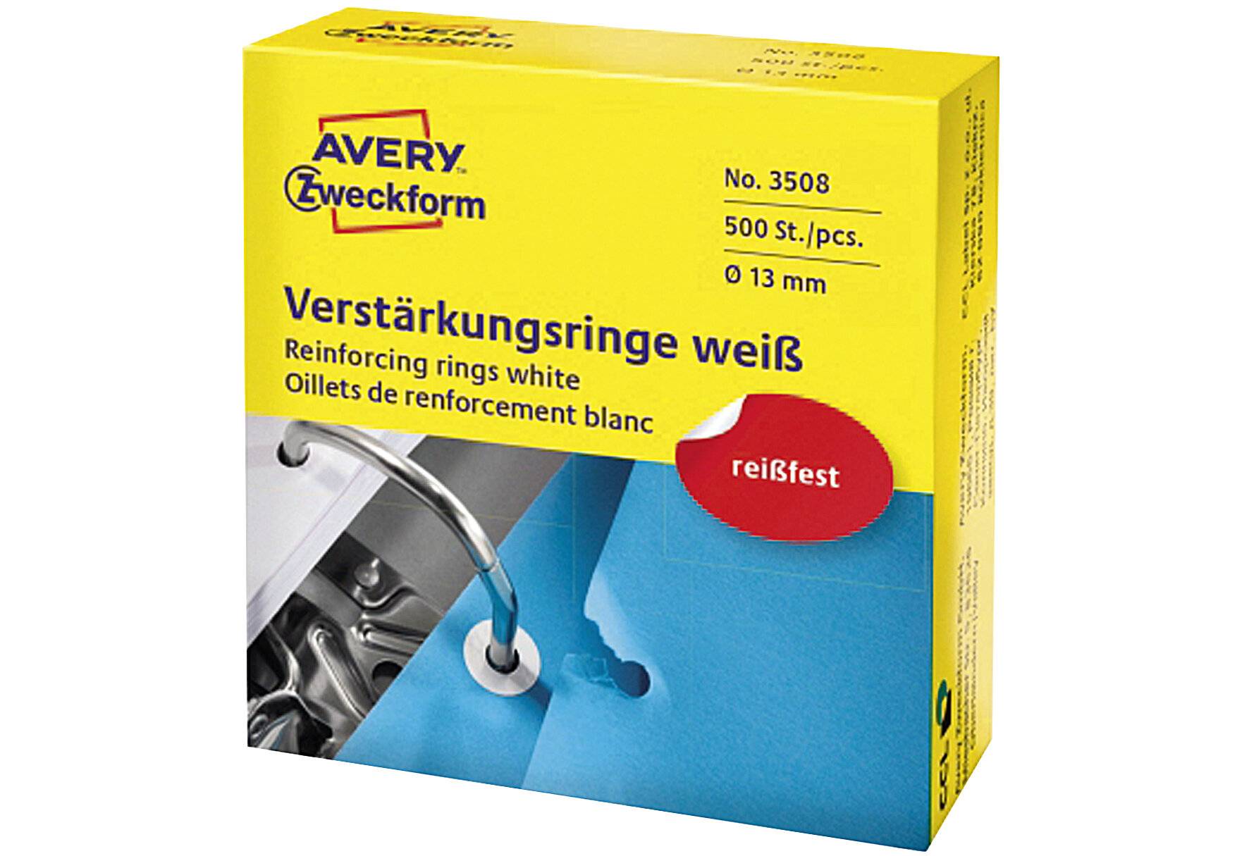 AVERY ZWECKFORM Verstärkungsringe 3508 Ø13mm weiß 500 Stück-2