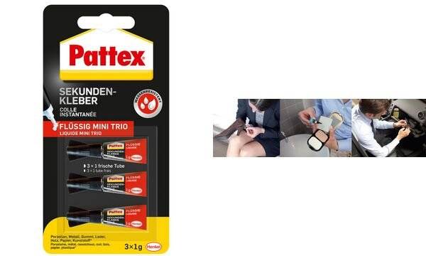 Pattex Sekundenkleber MINI TRIO, 3 Tuben à 1 g (56071144)