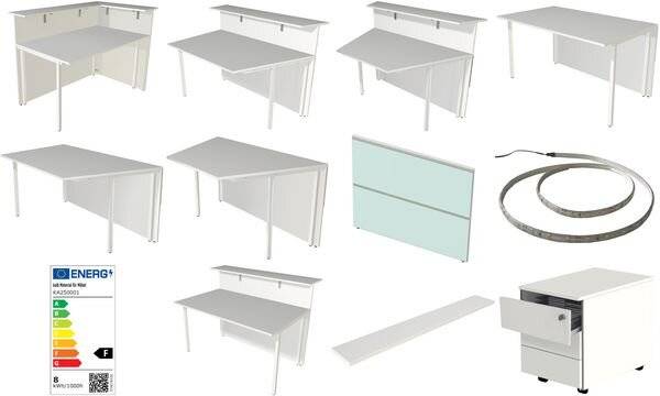Anbau-Theke Atlantis Grundtheke 2-seitig gerade 135x92x108cm weiß-1