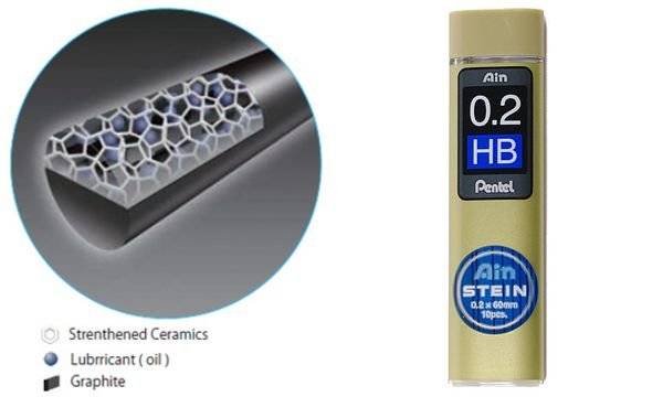 Pentel Druckbleistift-Feinmine AIN STEIN C272, Härtegrad: B (5232311)-1