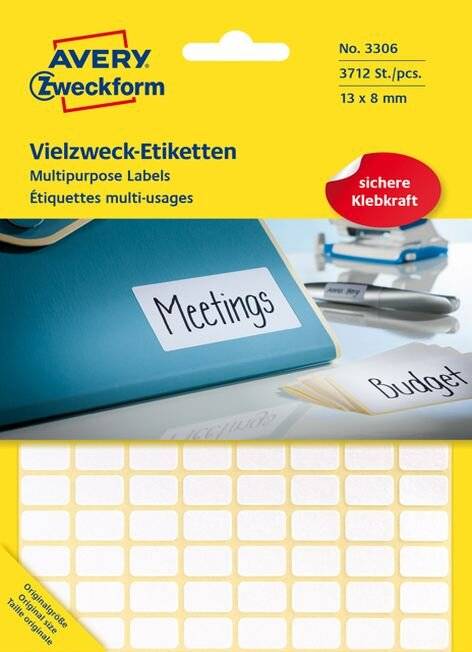 Avery-Zweckform 3323 Vielzweck-Etiketten 38 x 14 mm Papier Weiß 928 St. Permanent haftend Handbeschriftung-2