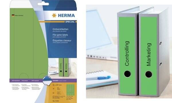 HERMA Special - Papier - matt - permanent selbstklebend - Blau - 61 x 297 mm 60 Etikett(en) (20 Bogen x 3)-9