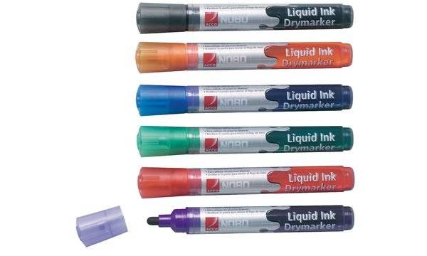 nobo Liquid Ink Whiteboard-Marker Rundspitze, 6er Set-0