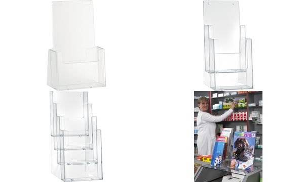 Symbolbild für Prospekthalter 1/3 DIN A4 1Fach PS glasklar - Artikel: 127205600