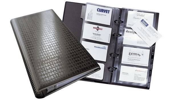 Visitenkartenringbuch 145255mm 200Karten sw-1