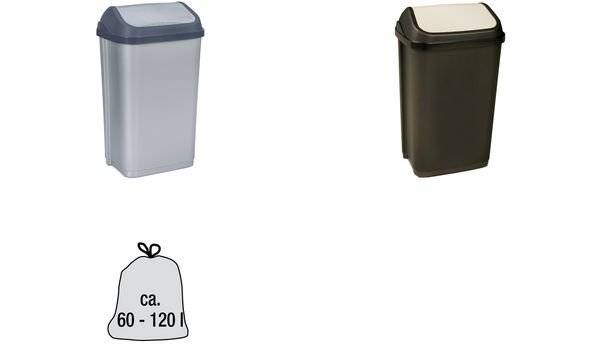 keeeper Abfalleimer "swantje", 50 Liter, silber / anthrazit