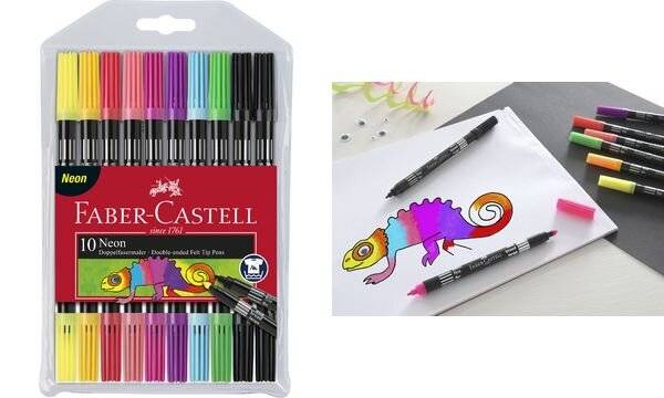 Faber-Castell Neon - Doppelspitzenfilzstift - wasserbasierte Tinte - breit / fein (Packung mit 10)-2