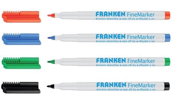 Franken GmbH Franken FineMarker, 4 Stück(e), Schwarz, Blau, Grün, Rot, Feine Spitze, Schwarz, Blau,-1