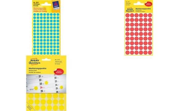 AVERY® Zweckform Markierungspunkte 3090, Ø 8 mm, 4 Bogen/416 Etiketten, mehrfarb-3