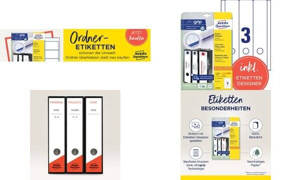 Avery Zweckform L6059-25 Ordner-Etiketten, A4 mit ultragrip, 59 x 297 mm, 30 Bogen/90 Etiketten, weiß-6