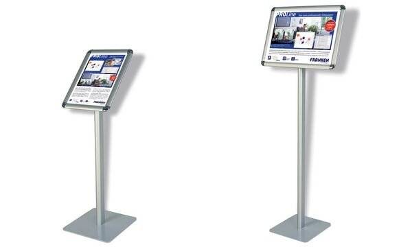 Infodisplay DIN A4 80cm Standfuß transparent/silber-1