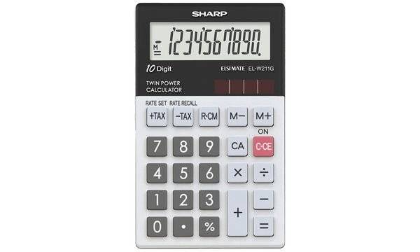 SHARP Taschenrechner EL-W211G GY, Solar-/ Batteriebetrieb (5215609)-1