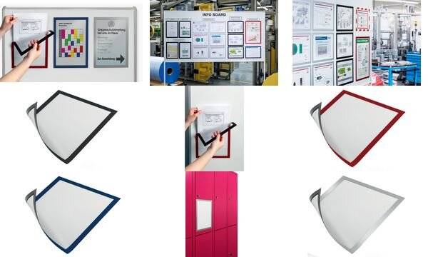DURABLE DURAFRAME MAGNETIC - Dokumentenhalterung - für A3 - magnetisch - Rot (Packung mit 5)-5